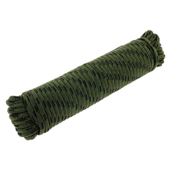 DIAMOND BRAIDED POLY ROPE (OLIVE/BLACK) 9.5MM X 30M - Image 2