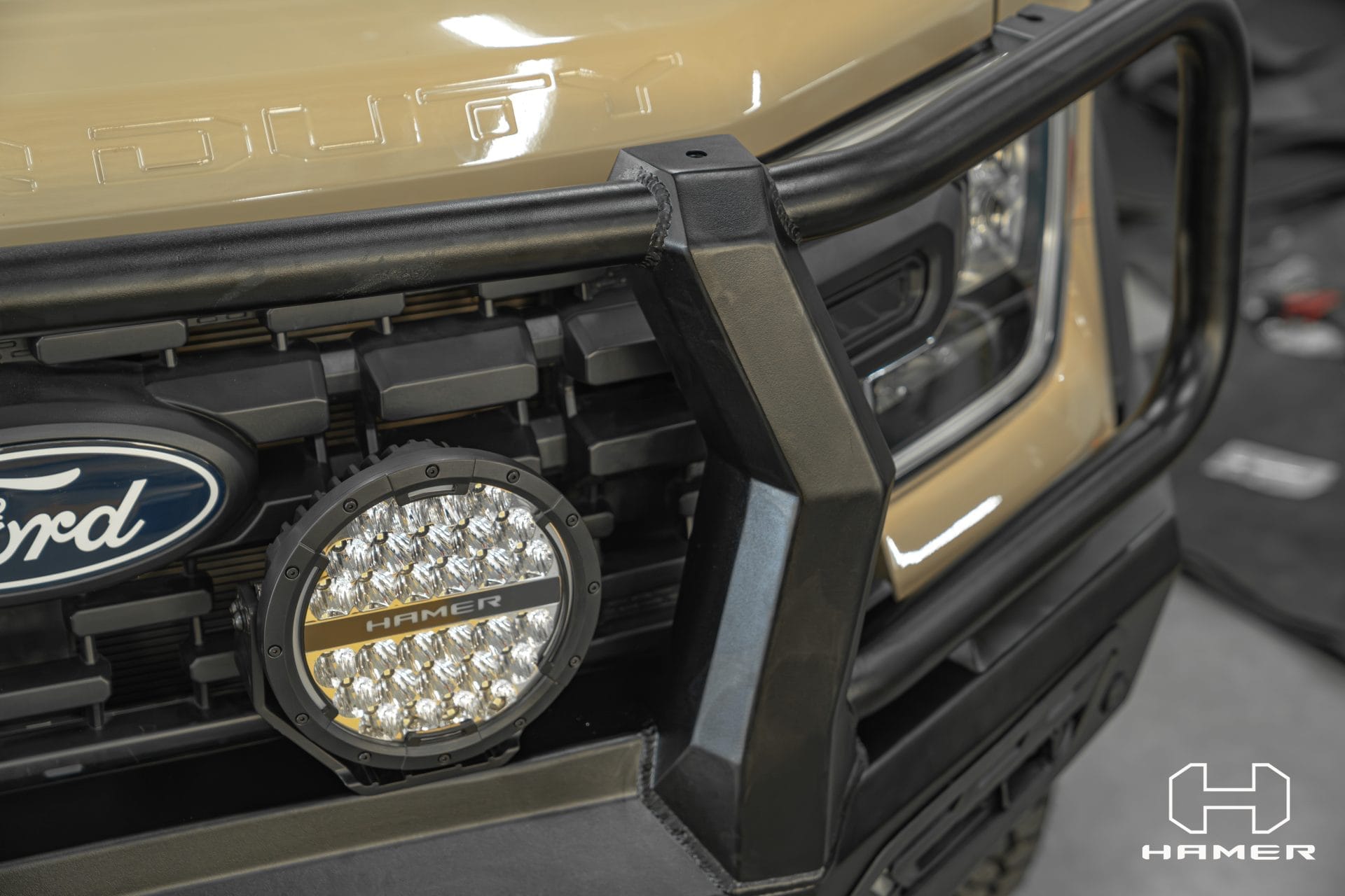Ford Ranger Superduty with West Coast Off Road bull bar and LED light.