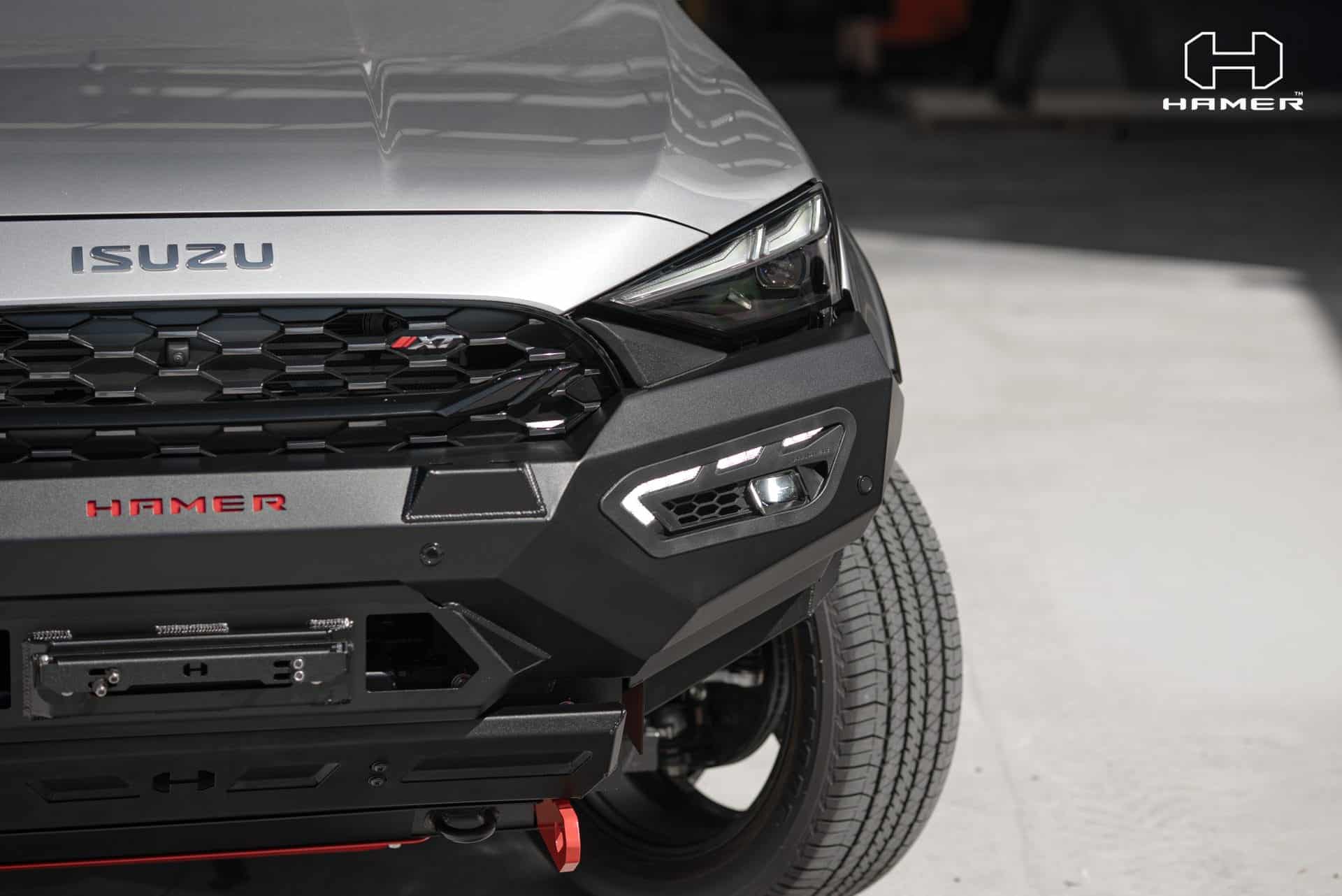Close-up of Isuzu MU-X with West Coast Off Road Atlas bull bar.